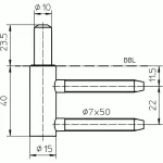 Technische Zeichnung Rahmenteil für Holzzargen V4400 WF vernickelt 2 Stück - Interio