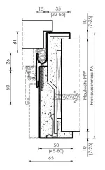Technische Zeichnung von Zweiteilige Stahl-Umfassungszarge M22 mit Maulweitenverstellung Massivwand für Brandschutztüren T90 - Westag