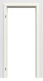 Detailbild Zarge Weißlack RAL 9010 Premium ZA-01 mit Rundkante in der Wand verbaut