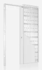 Zeichnung von Unico EF Schiebetürsystem für einflügelige Ganzglastüren in Massivbau