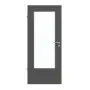 Frontansicht von GARANT Feuchtraumtür 10622-60 Ebony Resopal mit Lichtausschnitt LA-DIN