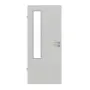 Frontansicht von GARANT Feuchtraumtür D92-60 Dove Grey Resopal mit Lichtausschnitt LA-5 bandseitig