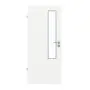 Frontansicht von GARANT Feuchtraumtür U11209SD Edelweiß GHK08 mit Lichtausschnitt LA-5 schlossseitig
