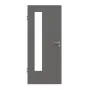 Frontansicht von HÖRMANN Innentür Staubgrau RAL 7037 Lack ProLine mit Lichtausschnitt LA-24 bandseitig