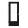 Frontansicht von GARANT Zimmertür 0901-60 Black Resopal mit Lichtausschnitt LA-DIN Sprosse SP0