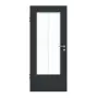 Frontansicht von GARANT Zimmertür U12000SD Vulkanschwarz GHK08 mit Lichtausschnitt LA-DIN Sprosse SP0