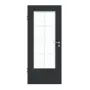 Frontansicht von GARANT Zimmertür U12000SD Vulkanschwarz GHK08 mit Lichtausschnitt LA-DIN Sprosse SP1