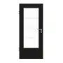 Frontansicht von GARANT Zimmertür 0901-60 Black Resopal mit Lichtausschnitt LA-DIN Sprosse SP10