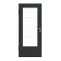 Frontansicht von GARANT Zimmertür U12000SD Vulkanschwarz GHK08 mit Lichtausschnitt LA-DIN Sprosse SP10