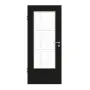 Frontansicht von GARANT Zimmertür 0901-60 Black Resopal mit Lichtausschnitt LA-DIN Sprosse SP2