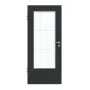 Frontansicht von GARANT Zimmertür U12000SD Vulkanschwarz GHK08 mit Lichtausschnitt LA-DIN Sprosse SP2