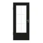 Frontansicht von GARANT Zimmertür 0901-60 Black Resopal mit Lichtausschnitt LA-DIN Sprosse SP4