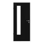 Frontansicht von LEBO Innentür Ultramatt Schwarz ähnl. RAL 9005 Versio mit Lichtausschnitt LA 24 bandseitig