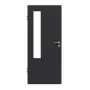 Frontansicht von GARANT Schallschutztür Matt RAL 9005 G-TEC mit Lichtausschnitt LA-5 bandseitig