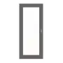 Frontansicht von HÖRMANN Schiebetür Staubgrau RAL 7037 Lack ProLine mit Lichtausschnitt LA-27