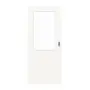 Frontansicht von HÖRMANN Schiebetür Gebürstetes Weiß quer Duradecor ProLine mit Lichtausschnitt LA 7 