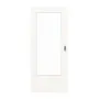 Frontansicht von HÖRMANN Schiebetür Gebürstetes Weiß quer Duradecor ProLine mit Lichtausschnitt LA-DIN 