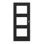 Frontansicht von HÖRMANN Schiebetür Leinen Schwarz Duradecor Proline Concepto mit Lichtausschnitt LA 11