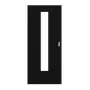 Frontansicht von HÖRMANN Schiebetür Ultramatt Schwarz Duradecor Proline Concepto mit Lichtausschnitt LA 24