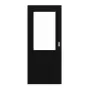 Frontansicht von HÖRMANN Schiebetür Ultramatt Schwarz Duradecor Proline Concepto mit Lichtausschnitt LA 7