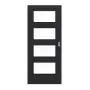 Frontansicht von HÖRMANN Schiebetür Schiefer Schwarz Duradecor Proline Concepto mit Lichtausschnitt LA 9