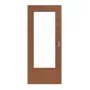 Frontansicht von HÖRMANN Schiebetür Quer Sapeli Matt Echtholzfurnier mit Lichtausschnitt LA-DIN