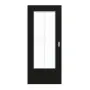 Frontansicht von GARANT Schiebetür 0901-60 Black Resopal mit Lichtausschnitt LA-DIN Sprosse SP0