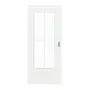 Frontansicht von GARANT Schiebetür D354-60 Designer White Resopal mit Lichtausschnitt LA-DIN Sprosse SP0