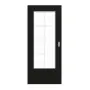 Frontansicht von GARANT Schiebetür 0901-60 Black Resopal mit Lichtausschnitt LA-DIN Sprosse SP1