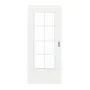 Frontansicht von GARANT Schiebetür D354-60 Designer White Resopal mit Lichtausschnitt LA-DIN Sprosse SP1