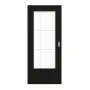 Frontansicht von GARANT Schiebetür 0901-60 Black Resopal mit Lichtausschnitt LA-DIN Sprosse SP2
