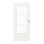 Frontansicht von GARANT Schiebetür D354-60 Designer White Resopal mit Lichtausschnitt LA-DIN Sprosse SP2