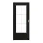 Frontansicht von GARANT Schiebetür 0901-60 Black Resopal mit Lichtausschnitt LA-DIN Sprosse SP4