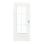 Frontansicht von GARANT Schiebetür D354-60 Designer White Resopal mit Lichtausschnitt LA-DIN Sprosse SP4