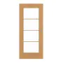 Frontansicht von GARANT Schiebetür Eiche Premium CePaL mit Lichtausschnitt LA-2 Sprosse SP10