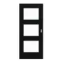 Frontansicht von LEBO Schiebetür Ultramatt Schwarz ähnl. RAL 9005 Versio mit Lichtausschnitt LA 11