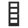 Frontansicht von LEBO Schiebetür Strukturiert Schwarz ähnl. RAL 9005 Versio mit Lichtausschnitt LA 9