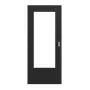 Frontansicht von LEBO Schiebetür Strukturiert Schwarz ähnl. RAL 9005 Versio mit Lichtausschnitt LA-DIN