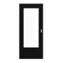 Frontansicht von LEBO Schiebetür Ultramatt Schwarz ähnl. RAL 9005 Versio mit Lichtausschnitt LA-DIN