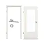 Komplettset-Ansicht von GARANT Zimmertür-Set Weiß Struktur Premium CPL mit Lichtausschnitt LA-DIN mit Zarge und Drücker