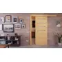 Front-Milieuansicht der vor Wand laufenden CLASSEN Schiebetür Greco M4 Eiche geölt 3D Look mit Lichtausschnitt