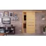 Front-Milieuansicht der vor Wand laufenden CLASSEN Schiebetür Greco M9 Eiche geölt 3D Look mit Lichtausschnitt