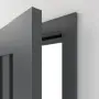Detailansicht der geöffneten Tür von CLASSEN Innentür-Set Forma M2 Uni Graphit Iridium stumpfeinschlagend mit Zarge und Drücker 