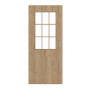 Frontansicht von GARANT Schiebetür Authentic Risseiche CePaL mit Lichtausschnitt LA-6 Sprosse SP2