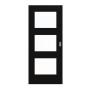 Frontansicht von LEBO Schiebetür Ultramatt Schwarz ähnl. RAL 9005 Versio mit Lichtausschnitt LA 11