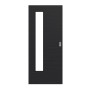 Frontansicht von LEBO Schiebetür Strukturiert Schwarz ähnl. RAL 9005 Versio mit Lichtausschnitt LA 24 bandseitig