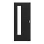 Frontansicht von LEBO Schiebetür Cotton Like Schwarz ähnl. RAL 9005 Versio mit Lichtausschnitt LA 24 bandseitig