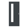 Frontansicht von LEBO Schiebetür Ultramatt Anthrazit ähnl. RAL 7016 Versio mit Lichtausschnitt LA 24 bandseitig