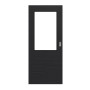 Frontansicht von LEBO Schiebetür Strukturiert Schwarz ähnl. RAL 9005 Versio mit Lichtausschnitt LA 7