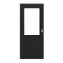Frontansicht von LEBO Schiebetür Cotton Like Schwarz ähnl. RAL 9005 Versio mit Lichtausschnitt LA 7